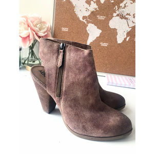 ABOUND Brown Suede Booties with Open Heel